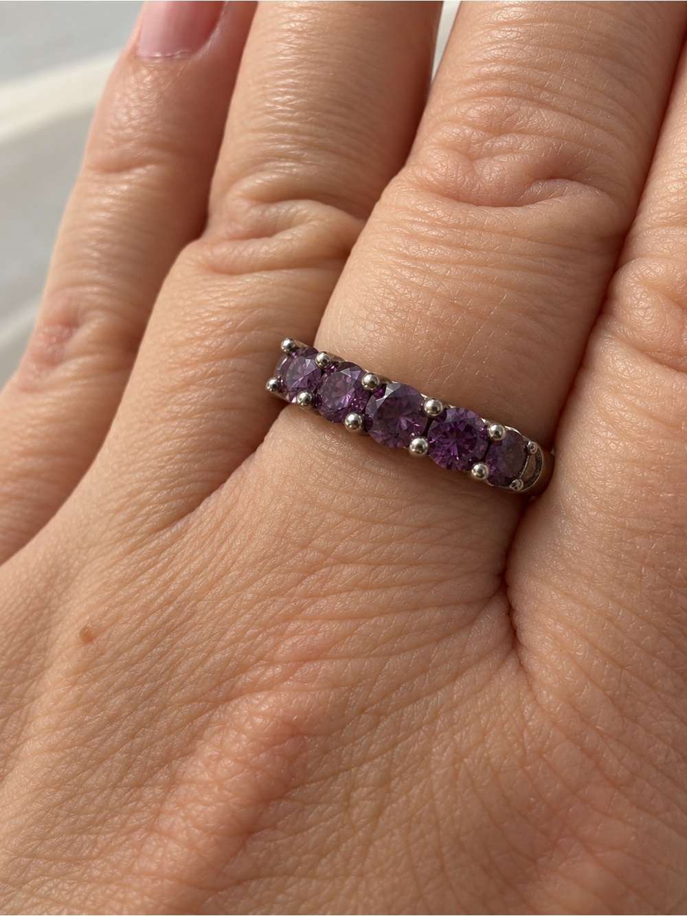 Thai Made Amethyst Gemstone Sterling Silver 925 Vintage Ring - sz 8.25